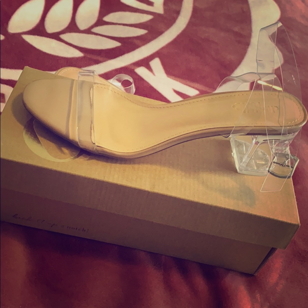 Clear strappy heels